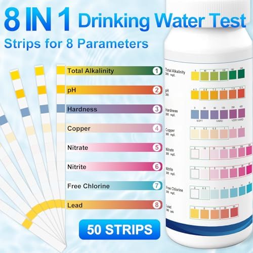 Lead Water Test Kit 2026 Upgraded 8 in 1 Home Drinking Water Testing Kits 50pcs, House Tap and Well Water Hardness Tester, Lead Test Strips for Alkalinity, pH, Copper, Nitrite&Chlorine - Image 3