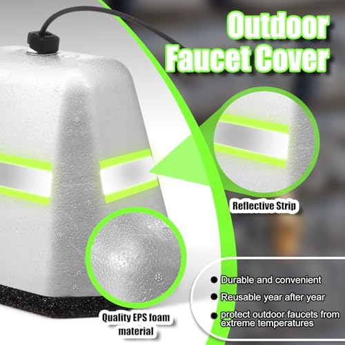Aurelema 6 Pack Reflective Foam Faucet Covers Winter Freeze Protection for Outdoor Spigots Valves and Sprinklers Easy Install Insulation for Cold Weather Protection - Image 2