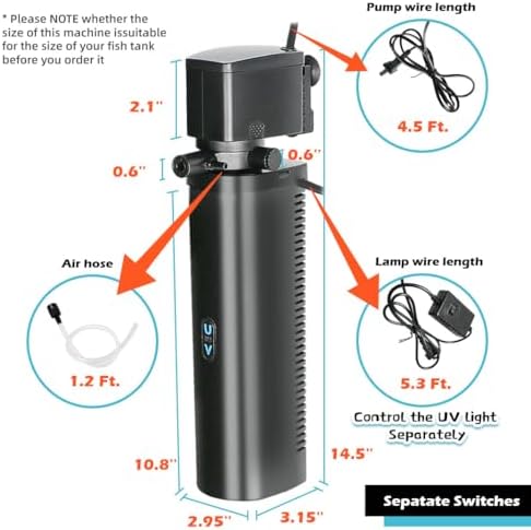 COOSPIDER Aquarium Filter with 9W U-V Light 600GPH for 100-500 Gallon Tank - Image 2