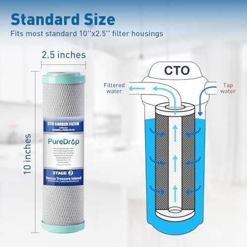 PureDrop PDR-FC15 Carbon Block Water Filter Replacement Cartridge, 2.5"x10", 5 Micron for Universal Reverse Osmosis System - Image 3
