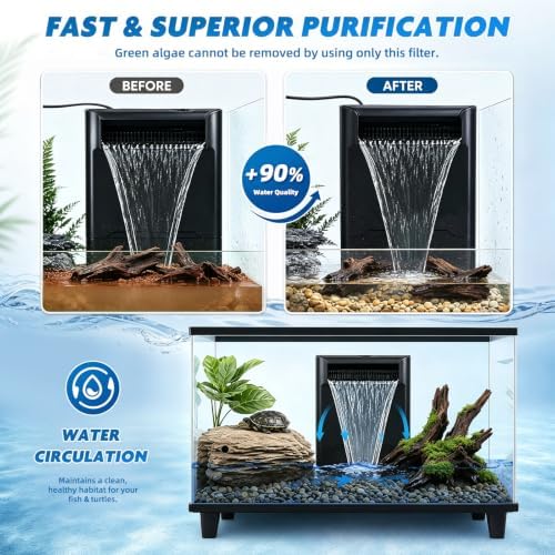 Turtle Tank Filter Aquarium Filter w/ U-V Light for Large 40-150 Gal Tank 4-Stage Flow Adjustable w/ Resin Media Deodorization Green Clean Machine for Yellow Brown Odor Cloudy Saltwater Freshwater - Image 4