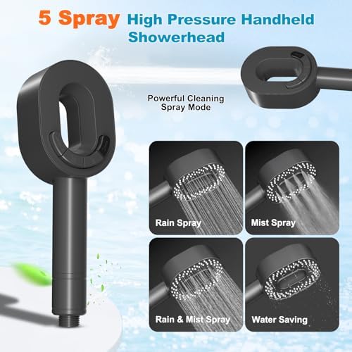 Hibbent Filtered Showerhead with handheld, High Pressure 5 Sprays Shower - Image 2
