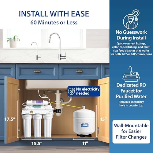 APEC Water ROES-PH75X, 6-Stage Under Sink RO System Alkaline, Extra Filters - Image 6