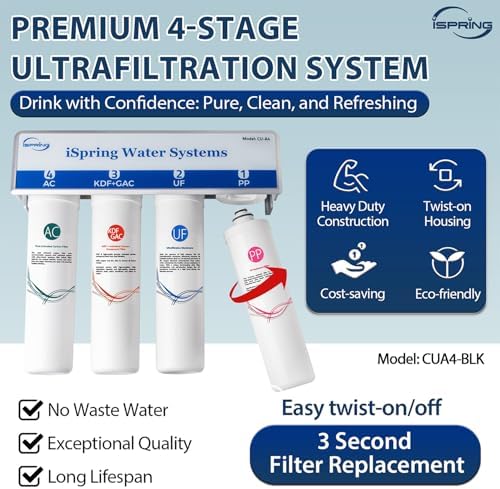 iSpring CUA4-BLK 4-Stage Ultra Filtration Under Sink Water Filter System - Image 4