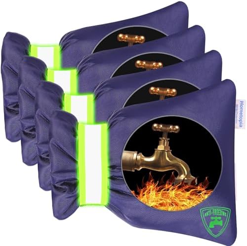 4Pack Outdoor Faucet Covers for Winter - Pro 6.7"W x 8.3"H Outdoor Water Faucet Covers Socks for Winter Freeze Protection Pipe Insulation Reusable Waterproof Insulated Spigot backflow Cover,Blue by Hometopia