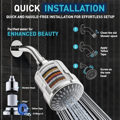 Mist Shower Filter Head for Hard Water Improves Skin, Hair, and Nails - 5 Modes High Output Filtered Shower Head with Filter Softens Water and Removes Chlorine and Heavy Metals, Chrome - Image 6