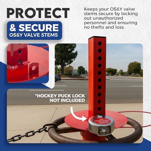 OS&Y Valve Stem Protectors, Adjustable Fit for OS&Y Stems 4" H to 10 3/4"H Stems, Fits 2 1/2" to 10" Diameter Pipes - Removable Cap for Taller Stems, Weather-Resistant Protection - Image 4