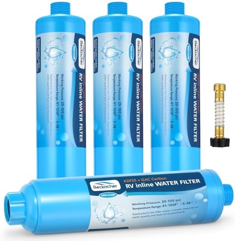 4-Pack RV Inline Water Filter with KDF&GAC for Fresh Drinking Water by Beckacher