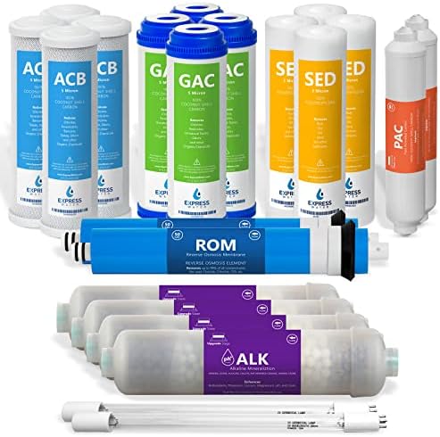 Express Water Reverse Osmosis Filter Set, Alkaline, UV, 2 Year, 50 GPD by ExpressWater