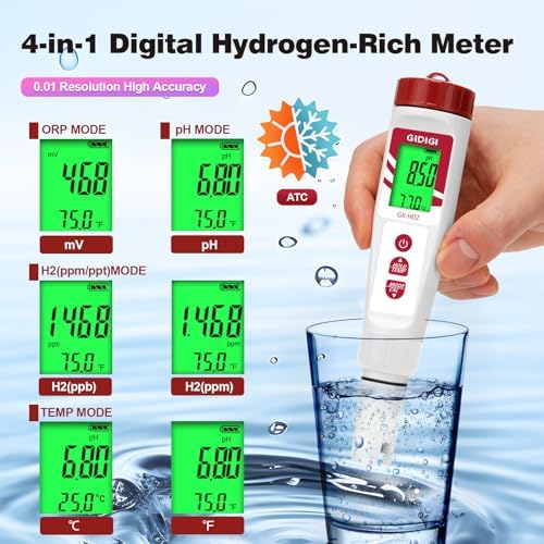 Water pH Tester, 4 in 1 pH H2 ORP ppm Meter for Water - Image 2