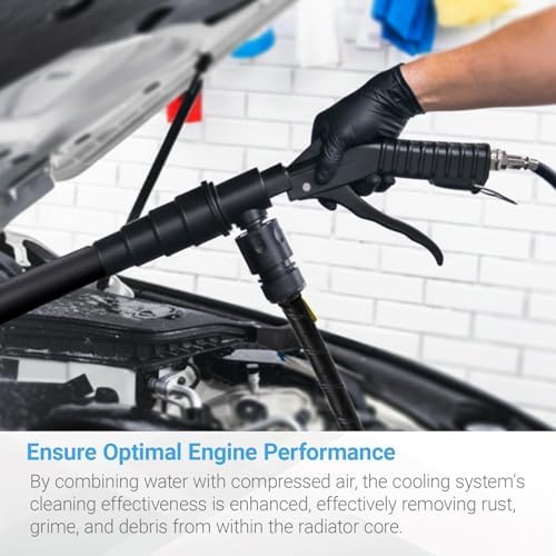 Coolant System Flush Gun, Heater Core Flush Kit, Radiator/Cooling System Flusher Tool Air & Water Combo Flushing Set, Nozzles Fit 19-40 mm Hoses - Image 5