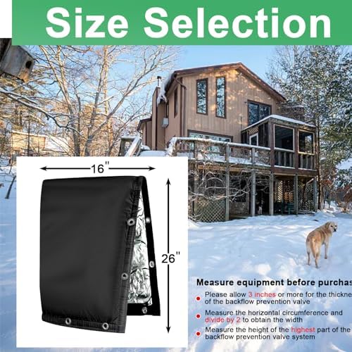 Backflow Preventer Insulated Cover (5F) 6-Layer Fabric Pipe Insulation Cover, 16" W x 26" H, Freeze Protection, UV Coated - Image 4
