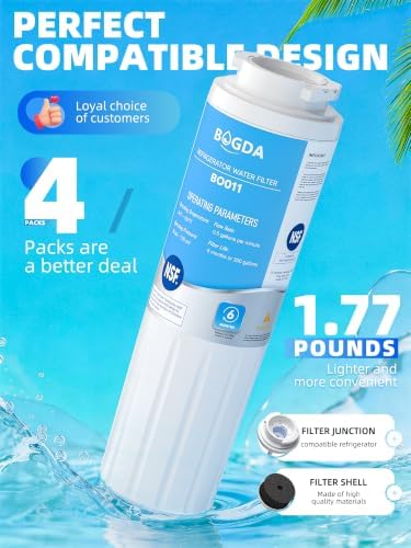 UKF8001 Fit for Kitchenaid, Everydrop filter 4, Whirlpool EDR4RXD1, Rwf0900a water filter Krfc300ess01, Wrf555sdfz, Wrf535swhz, Wrx735sdhz, Wrx735sdbm, Wrx735sdhz00, UKF8001AXX-750 4 packs By BOGDA - Image 5
