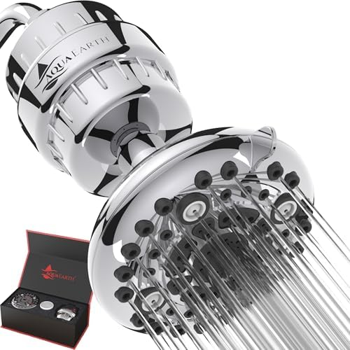 Aqua Earth Filtered Shower Head Gift Edition High Pressure Shower Filter Hard Water Remove Chlorine Harmful Substances Coconut Shell Activated Carbon Reduce Heavy Metals Other Sediments Vitamin C by FindYourAquaEarth
