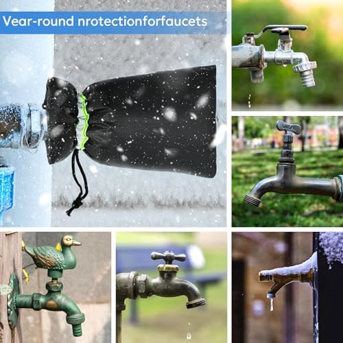 MIXC Outdoor Faucet Cover for Winter - 4 Packs 7.09''W x 10.24''H Water Socks Freeze Protection Pipe Insulation Reusable Waterproof Insulated Spigot Backflow Cover - Image 6