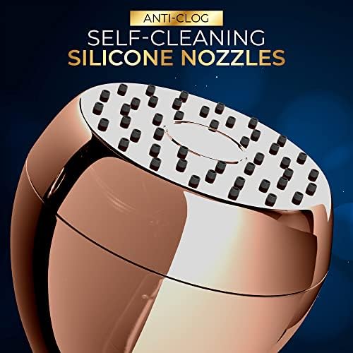 High Pressure Shower Head - Powerful Deluxe Bathroom Showerhead with Strong Spray Stream and Small Silicone Nozzles - Universal Fit Works with High and Low Water Flow Showers 1.8 GPM - Rose Gold - Image 4