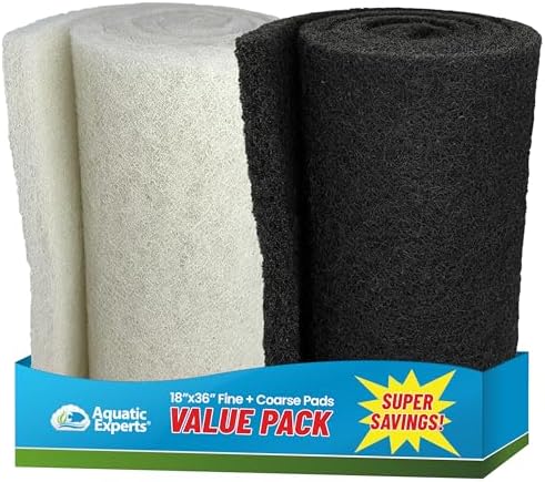 Aquatic Experts Classic Koi Pond Filter Pad Bundle – Fine & Coarse Bulk Roll Pond Filter Media, Ultra Durable Reusable Fish Pond Filter Material (Fine: 18" x 36", Coarse: 18" x 36") by AquaticExperts