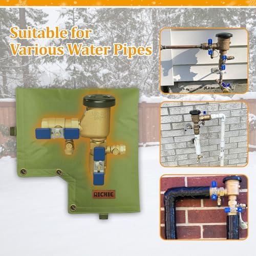 Backflow Preventer Insulated Cover (5°F) for Winter Freeze Protection, 13"W x 12"H Thickened Pressure Vacuum Breaker & Well Pump Cover, Outdoor Waterproof Insulation Pouch for Sprinkler Valve, Green - Image 6