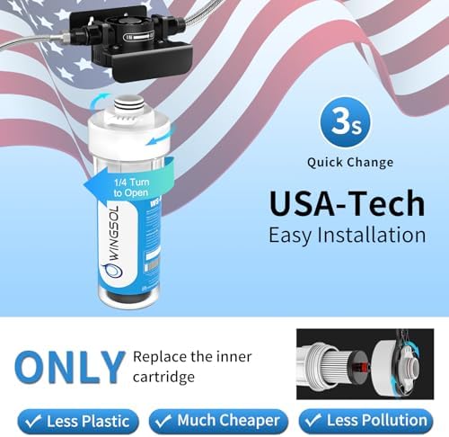 WINGSOL Under Sink Water Filter System, NSF/ANSI 53&42 Certified, 1 Year, Reduces PFAS, PFOA/PFOS, Lead, Chlorine, Heavy Metals, Bad Taste & Odor, Mineral pH+, EZ Change (Advanced) - Image 5