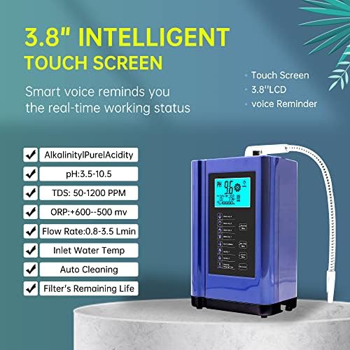 Alkaline Water Ionizer, Up to -500mV ORP, PH 3.5-10.5 Water Purifier Machine, Home Alkaline Water Filter with 7 Water Settings, 8000 Liters Per Filter,Auto-Cleaning,Intelligent Voice (Blue) - Image 4