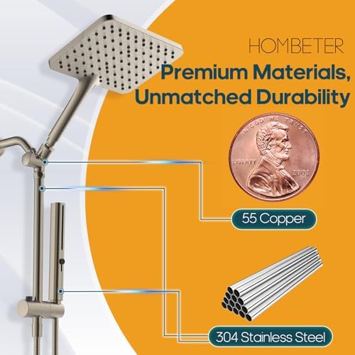 10" High Pressure Rainfall Shower Head with Handheld, Dual Combo - Image 5