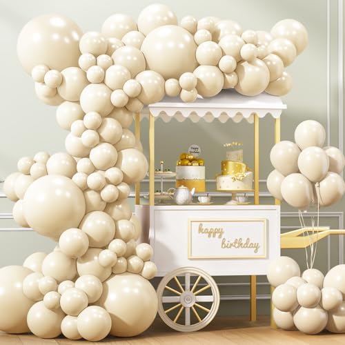 APLANET Ivory White Balloons Different Sizes 18 12 10 5 Inch, 150pcs Latex Cream Balloons for White Themed Birthday Wedding Baby Shower Party Grad Anniversary Decorations by ZJHAI