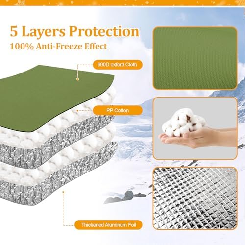 RICHIE 3-Way Opening Backflow Preventer Cover (5°F) Heavy-Duty 5-Layer Insulated Enclosure, All-Weather Protection for Outdoor Pipe, Irrigation Sprinkler Valve, Well Water Pump, 52" Wx32 H Green - Image 3
