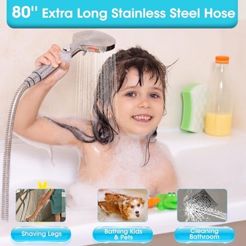 FASDUNT High Pressure Filtered Handheld Shower Head with Hose, Chrome - Image 4