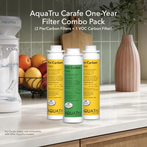 AquaTru One-Year Carafe Filter Combo Pack – Includes 1 Pre/Carbon Filter (Stages 1–2) & 1 VOC Carbon Filter (Stage 4) – Compatible with AquaTru Carafe Water Purifiers - Image 2