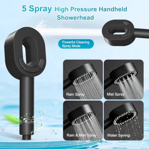 Hibbent Filtered Showerhead with handheld, High Pressure 5 Sprays Shower - Image 2