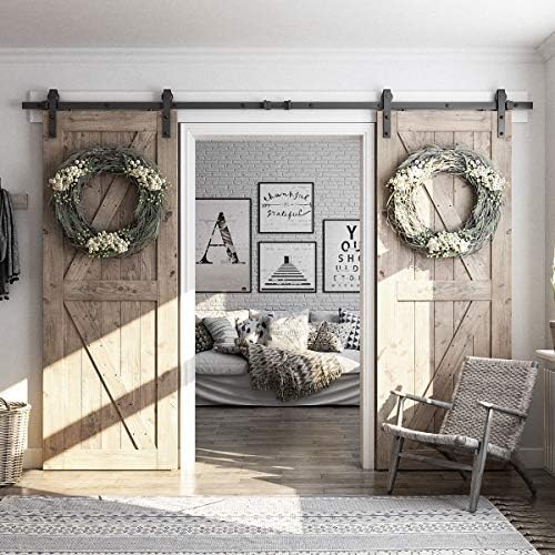 SMARTSTANDARD 10 FT Double Barn Door Hardware Kit, Fit 30" Wide Door Panel - Image 3