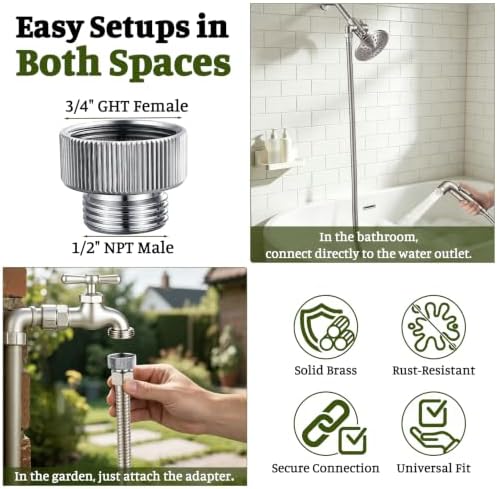 Dog Shower Attachment for Outdoor Pet Washing, High Pressure Hand Sprayer with ON/OFF Switch, 100 Inches Stainless Steel Hose, 3/4 GHT Female Connector, Brushed Nickel - Image 4