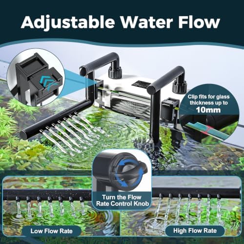 hygger Hang On Back Aquarium Canister Filter, Adjustable Flow Quiet Fish Tank Filter with Oil Skimmer,3 Outlet Nozzles,Filter Sponges & Ceramic Balls(8W,≤29 Gallon) - Image 4