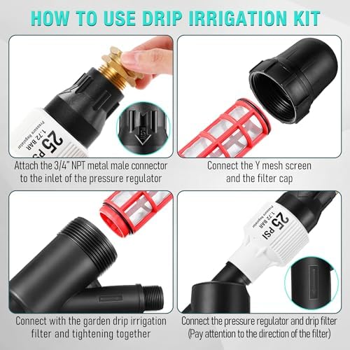 Aurelema 2 Pack Drip Irrigation System Kit, 25 PSI, Regulator and Filter - Image 7