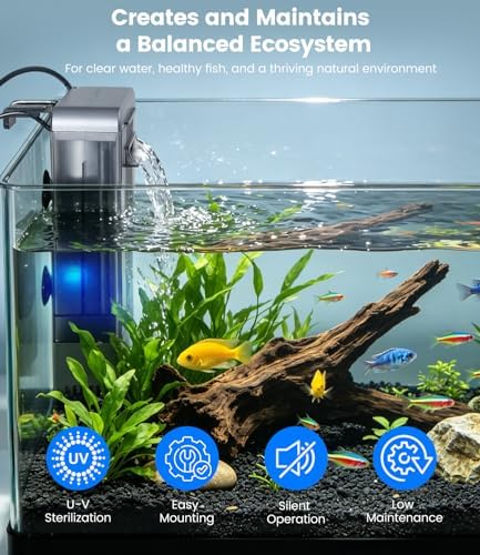Aquarium Filter with U-V Light, Turtle Tank Filter for Up to 40 Gallon - Image 2