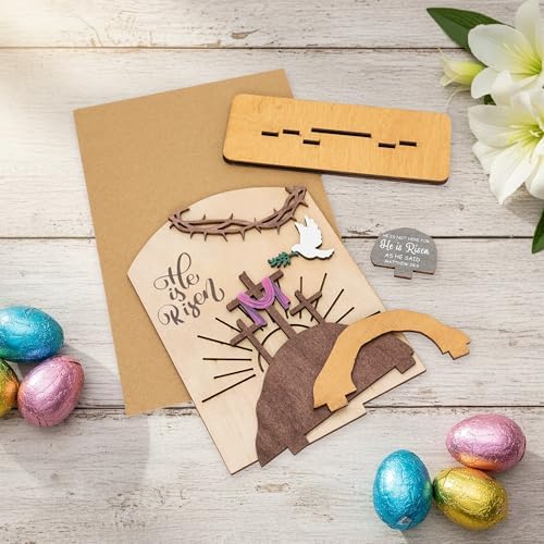 He Is Risen Easter Resurrection Decor - Easter decorations for home - Empty tomb Religious resurrection set decoration for table, desk, home, Religious easter decorations - Image 4