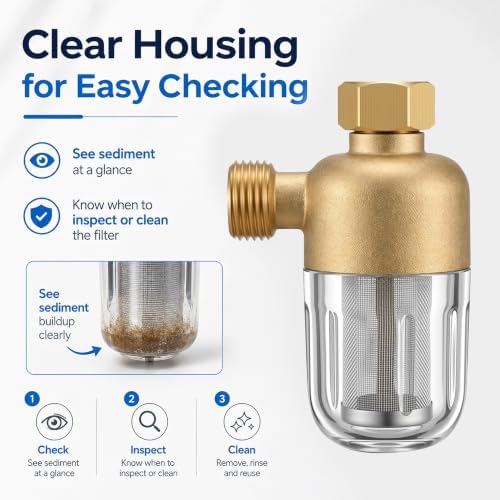 2 Pack Washing Machine Water Filter 50 Micron Brass Inline Filter - Image 5
