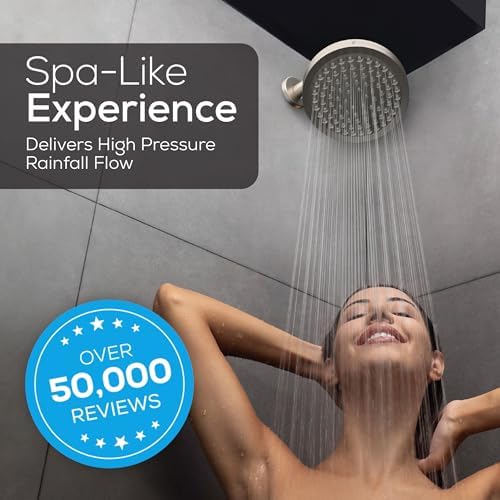 SparkPod Rain Shower Head, 6 Inch Round, Elegant Brushed Nickel Finish - Image 5