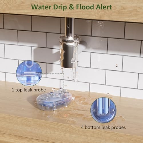 5 Pack Water Leak Detectors for Home, 100dB Water Flood Sensor Alarm Clear - Image 3
