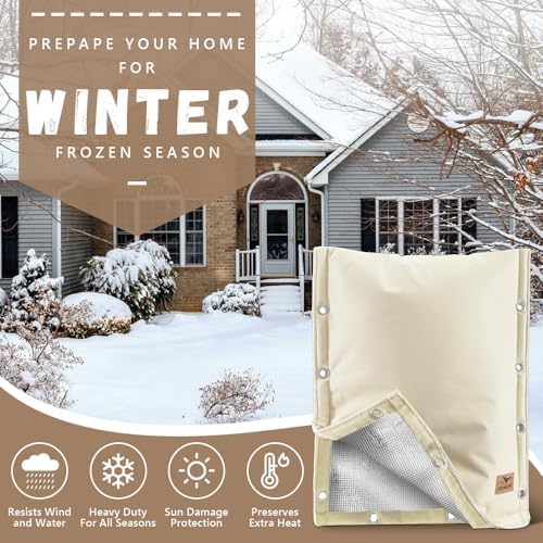 Backflow Preventer Insulation Cover - 3 Way Opening Pipe Insulation Cover for Irrigation Valve, Sprinkler Cover for Outside - Winter Freeze Protection Backflow Cover - 16" W x 20" H, Beige - Image 7