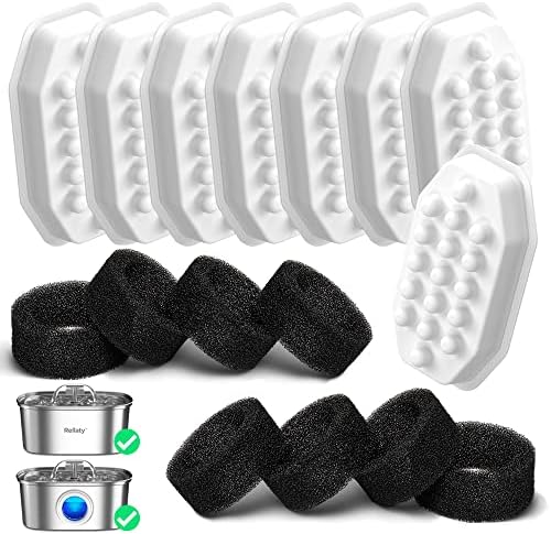 Rellaty Official Cat Water Fountain Filters Replacement & Pre-Filter Sponge by Rellaty