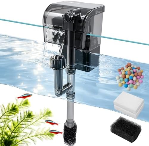 Small Aquarium Filter Up to 5 gallon Hang On Back Slim Fish Tank Filter by CHARMSHINE