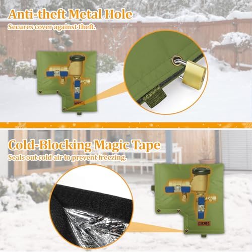 Backflow Preventer Insulated Cover (5°F) for Winter Freeze Protection, 13"W x 12"H Thickened Pressure Vacuum Breaker & Well Pump Cover, Outdoor Waterproof Insulation Pouch for Sprinkler Valve, Green - Image 7