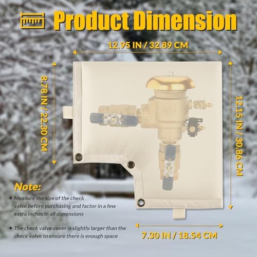 Backflow Preventer Cover Insulated Pouch 5°F - Pressure Vacuum Breaker Cover (13" W x 12" H) - Enhanced 5 Layers Protection for Pressure Vacuum Breakers, Sprinkler Valve Winter Water Well Pump Covers - Image 2