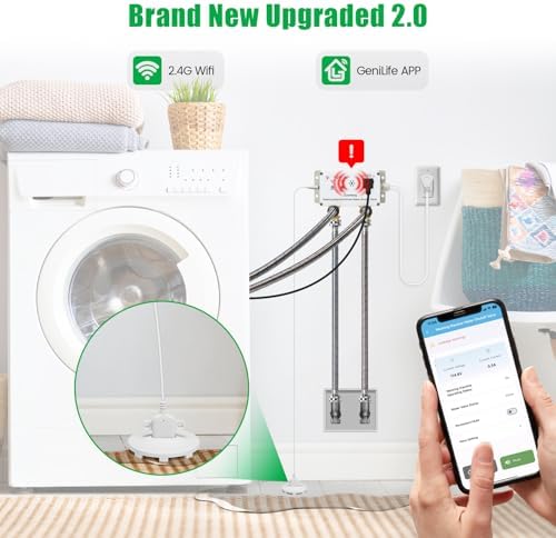 WiFi Smart Water Shutoff Valve with Leak Sensor, 3/4" Brass Valve & Extra Hose, Effortless Remote Control and Real-Time Water Leak Alerts via App, White - Image 2