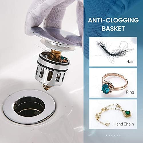 Vessel Sink Drain,Bathroom Pop-up Drain with Detachable Basket Stopper, Anti-Explosion and Anti-Clogging Drain Strainer, Sink Drain Assembly with Overflow Polished Chrome, REGALMIX RWF083H - Image 4