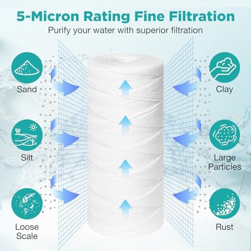 SimPure DB10C-2KDF 2-Stage Water Filters with Extra String Wound Sediment Replacement Filter Cartridges - Image 3