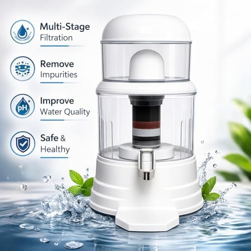Nispira Super Mineral Countertop Gravity Water Filter System 12L 3-Gallon Household Economical Drinking Pot Water Dispenser - Image 2