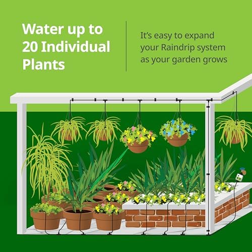 Raindrip R560DP Drip Watering System, Automatic Drip Irrigation System with Timer for Containers and Hanging Baskets, Waters up to 20 Plants, Includes 20 Drippers, Black - Image 4
