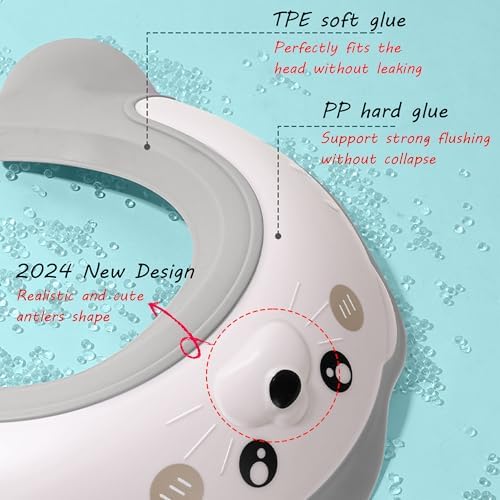 Baby Shower Cap, Baby Shower Cap Shield, Shower Cap for Kids, Visor Hat for Eye and Ear Protection for 0-9 Years Old Children, Cute Sea Lion shape Makes the Baby Bath More Fun (White) - Image 4